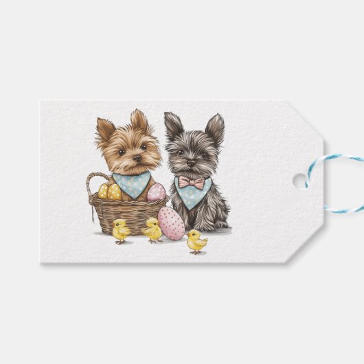 Easter Yorkshire Terrier honden Cadeaulabel (Voorkant (Horizontaal))