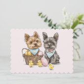 Easter Yorkshire Terrier honden Feestdagenkaart (Staand voorkant)