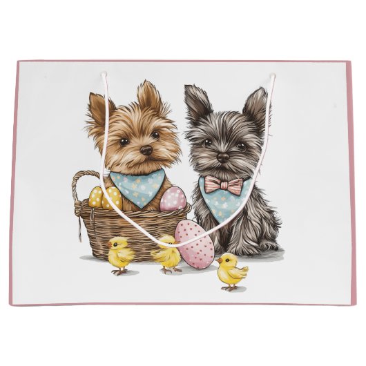 Easter Yorkshire Terrier honden Groot Cadeauzakje (Voorkant)