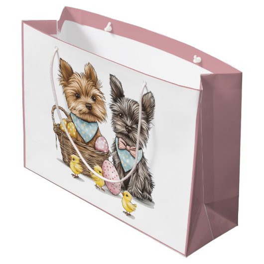 Easter Yorkshire Terrier honden Groot Cadeauzakje (Achterkant Gekanteld)