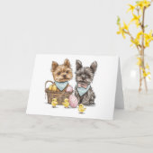 Easter Yorkshire Terrier honden Kaart (Gele Bloem)
