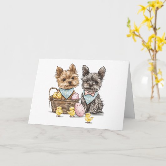 Easter Yorkshire Terrier honden Kaart (Gele Bloem)