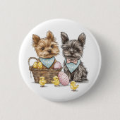 Easter Yorkshire Terrier honden Ronde Button 5,7 Cm (Voorkant)