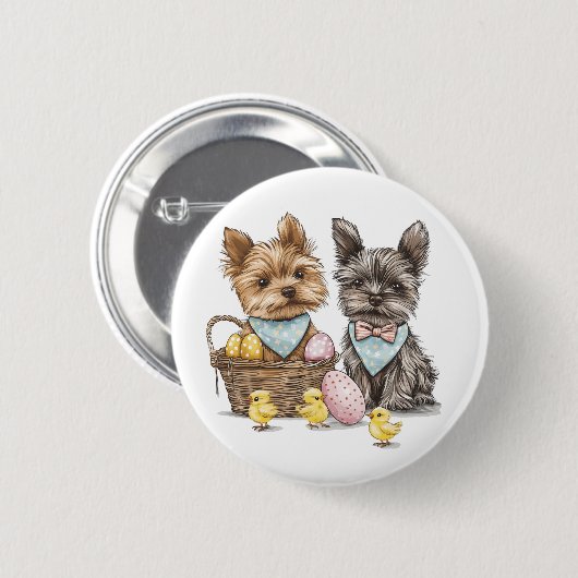 Easter Yorkshire Terrier honden Ronde Button 5,7 Cm (Voorkant /achterkant)