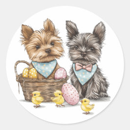 Easter Yorkshire Terrier honden Ronde Sticker