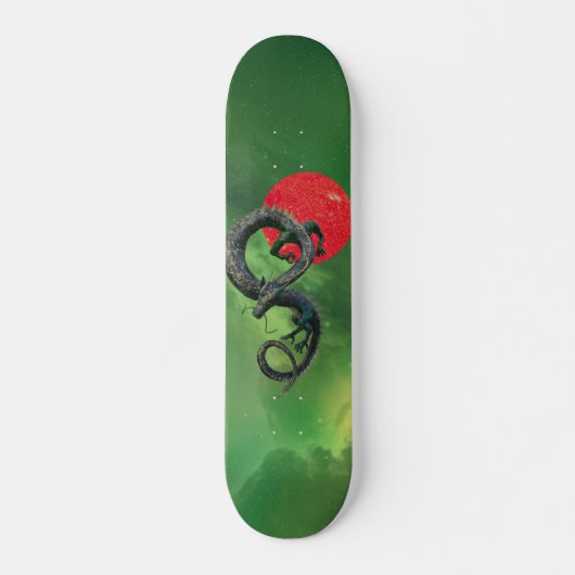 Eastern Asian Dragon Red Sun Nebula Persoonlijk Skateboard (Voorkant)