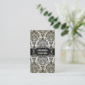 Eastern Black Baroque Damask Visitekaartje (Staand voorkant)
