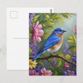 Eastern Bluebird flowers Briefkaart (Voorkant / Achterkant)