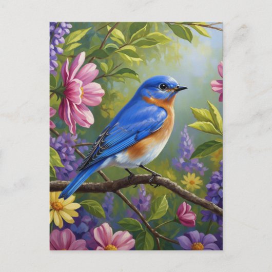 Eastern Bluebird flowers Briefkaart (Voorkant)