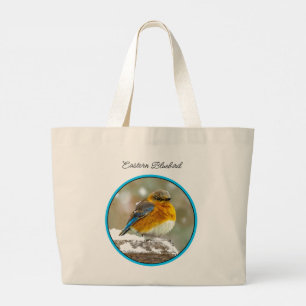 Eastern Bluebird in Snowstorm Originele foto Grote Tote Bag