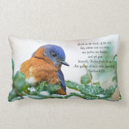 Eastern Bluebird Lumbar Pillow Matthew 6:26 Kussen