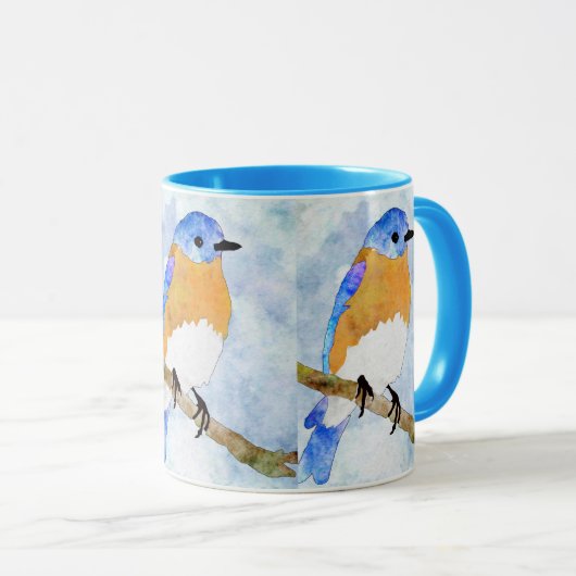 Eastern Bluebird - Man - waterverf stijl mok (Voorkant rechts)