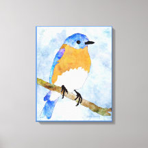 Eastern Bluebird - mannetje - waterverf stijl canv