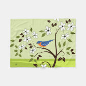 Eastern Bluebird On Flowering Tree Fleece Deken (Voorkant (Horizontaal))