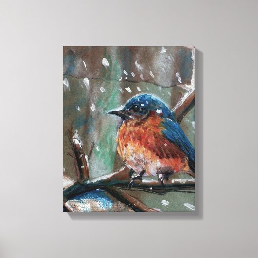 Eastern Bluebird Song Bird Winter Scene Canvas Afdruk (Voorkant)