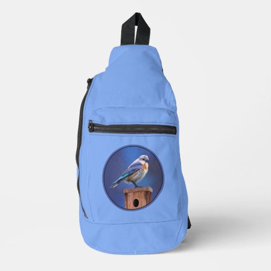 Eastern Bluebird Vrouw Schilderen Originele Vogelk Sling Bag (Voorkant)
