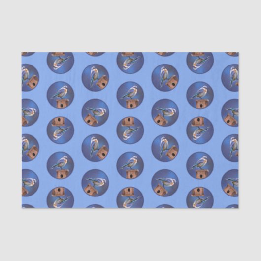 Eastern Bluebird Vrouw Schilderen Originele Vogelk Tissuepapier (Voorkant)