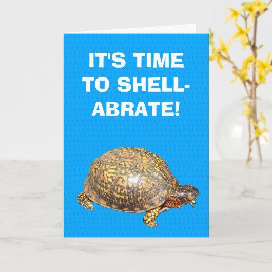 Eastern Box Turtle Funny Birthday Kaart (Gele Bloem)