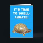 Eastern Box Turtle Funny  Birthday Kaart<br><div class="desc">Je kunt het grappige stuk achterlaten op woordboodschappen aan de voorkant en aan de binnenkant van dit wenskaart zoals het is, of je kunt deze verjaardagskaart personaliseren met je eigen gezegden. Hij is voorzien van een foto van een oosterse schildpad tegen een heldere blauwe achtergrond met witte letters aan de...</div>