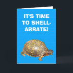 Eastern Box Turtle Funny  Birthday Kaart<br><div class="desc">Je kunt het grappige stuk achterlaten op woordboodschappen aan de voorkant en aan de binnenkant van dit wenskaart zoals het is, of je kunt deze verjaardagskaart personaliseren met je eigen gezegden. Hij is voorzien van een foto van een oosterse schildpad tegen een heldere blauwe achtergrond met witte letters aan de...</div>