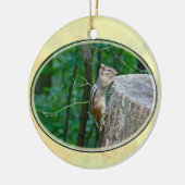 Eastern Chipmunk op Stump Keramisch Ornament (Links)