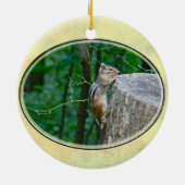 Eastern Chipmunk op Stump Keramisch Ornament (Achterkant)