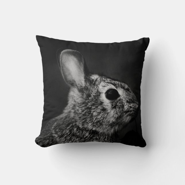 Eastern Cottontail Bunny Rabbit, Black and White Kussen (Voorkant)