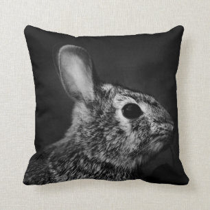Eastern Cottontail Bunny Rabbit, Black and White Kussen