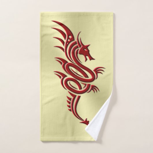 Eastern Crimson Dragon, ingegraveerd op goud Bad Handdoek (Handdoek)