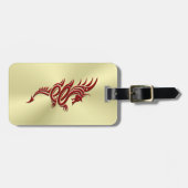 Eastern Crimson Dragon, ingegraveerd op goud Bagagelabel (Voorkant horizontaal)