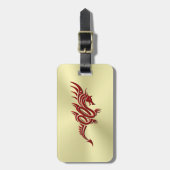 Eastern Crimson Dragon, ingegraveerd op goud Bagagelabel (Voorkant verticaal)