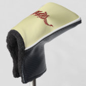 Eastern Crimson Dragon, ingegraveerd op goud Golfheadcover (3/4 voorkant)
