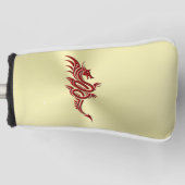 Eastern Crimson Dragon, ingegraveerd op goud Golfheadcover (Voorkant)