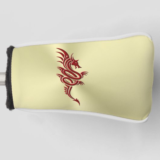 Eastern Crimson Dragon, ingegraveerd op goud Golfheadcover (Voorkant)