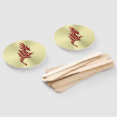 Eastern Crimson Dragon, ingegraveerd op goud Handwaaier (Niet-gemonteerd)