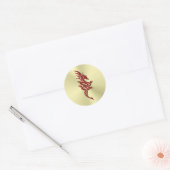Eastern Crimson Dragon, ingegraveerd op goud Ronde Sticker (Envelop)