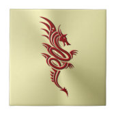 Eastern Crimson Dragon, ingegraveerd op goud Tegeltje (Voorkant)