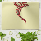 Eastern Crimson Dragon, ingegraveerd op goud Theedoek (Gevouwen)