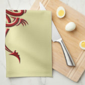 Eastern Crimson Dragon, ingegraveerd op goud Theedoek (Quarter Fold)