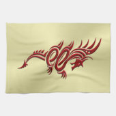 Eastern Crimson Dragon, ingegraveerd op goud Theedoek (Horizontaal)