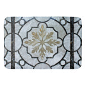 Eastern Floral Marble Pattern Grayish Blue & Gold Badmat (Voorkant)