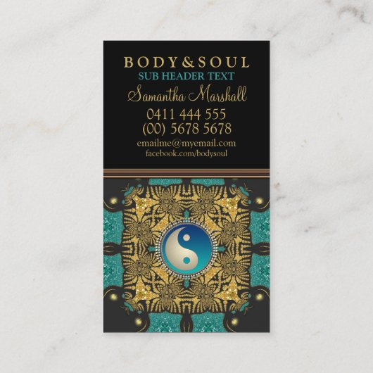 Eastern Gold Batik New age Yin Yang Visitekaartjes (Achterkant)