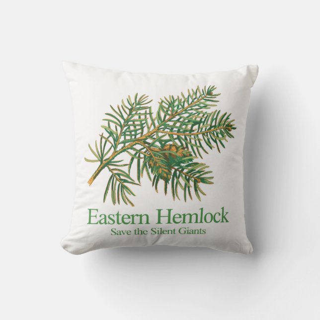 Eastern Hemlock Botanical Branch Throw Pillow Kussen (Voorkant)