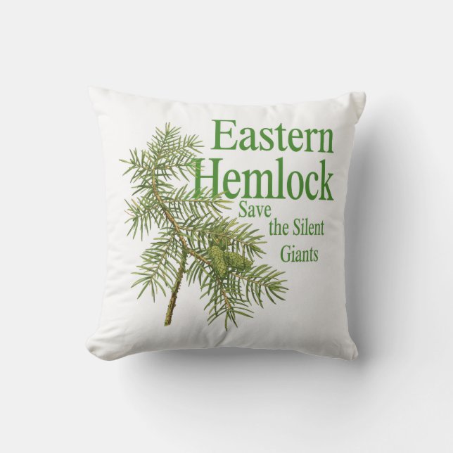 Eastern Hemlock Botanical Nature Decor Pillow Kussen (Voorkant)