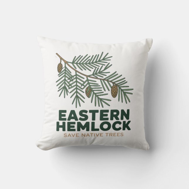 Eastern Hemlock Save Native Trees Decorative Pillo Kussen (Voorkant)