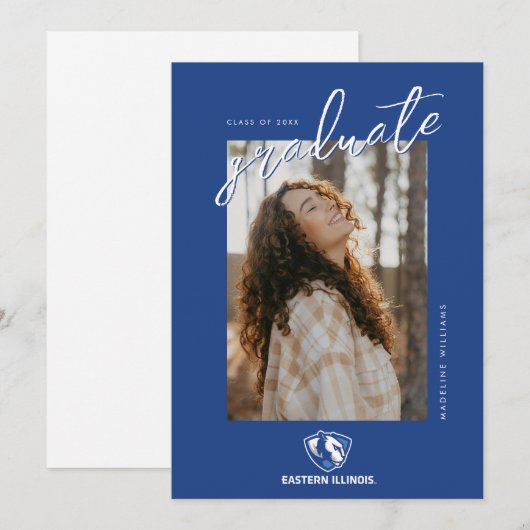 Eastern Illinois Panthers hoofd- en woordmerklogo Aankondiging (Voorkant / Achterkant)