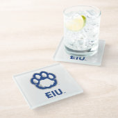 Eastern Illinois Panthers Paw Print & EIU Glazen Onderzetter (Schuin)