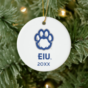 Eastern Illinois Panthers Paw Print & EIU Keramisch Ornament