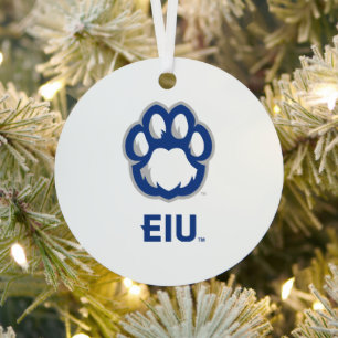 Eastern Illinois Panthers Paw Print & EIU Metalen Ornament