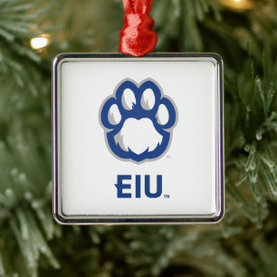 Eastern Illinois Panthers Paw Print & EIU Metalen Ornament